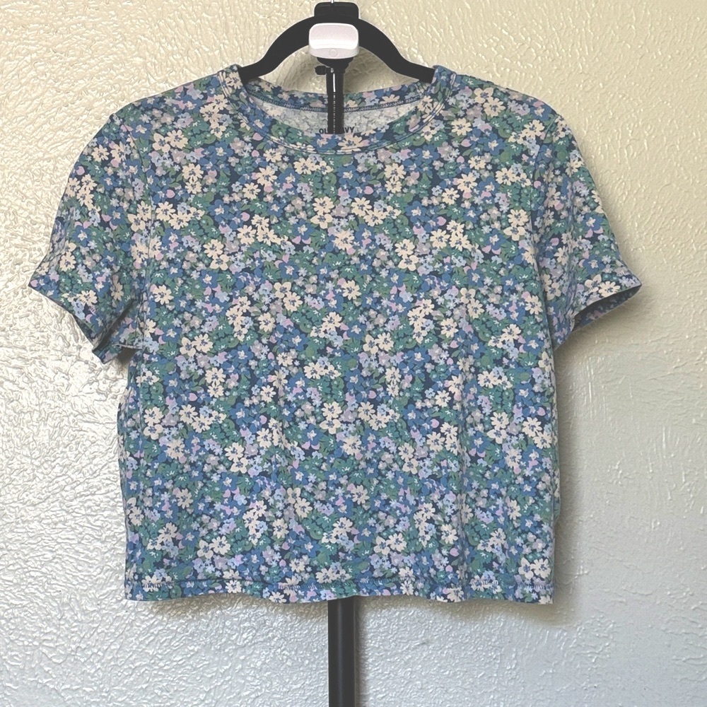 Old Navy Blue Boxy Crop Top